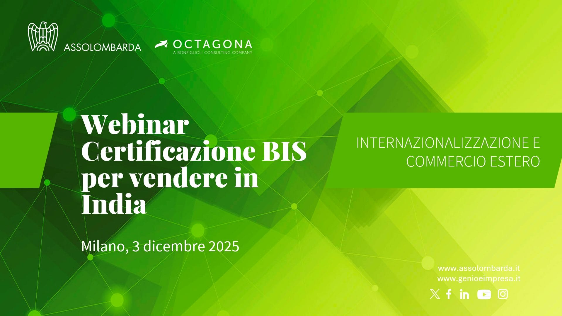 Webinar con Assolombarda | Certificazione BIS per vendere in India